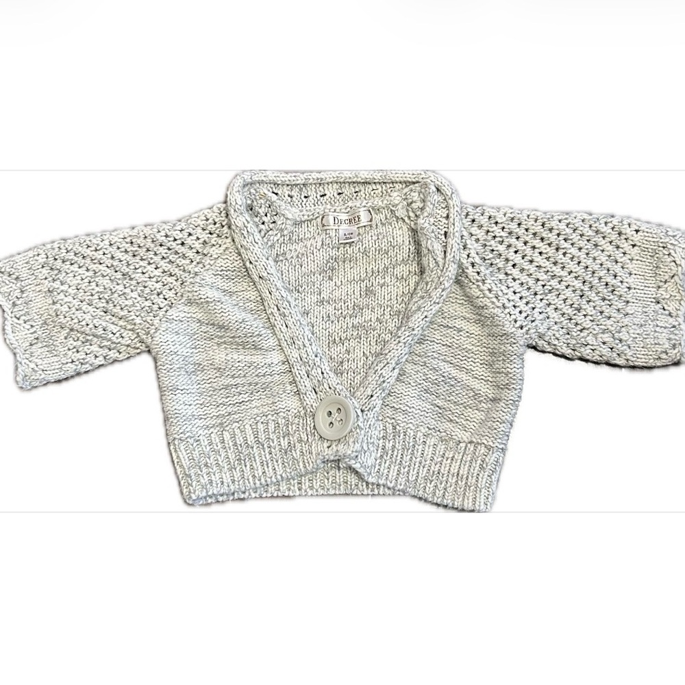 Decree Cropped Knit Cardigan Shrug Small Cream Button Front